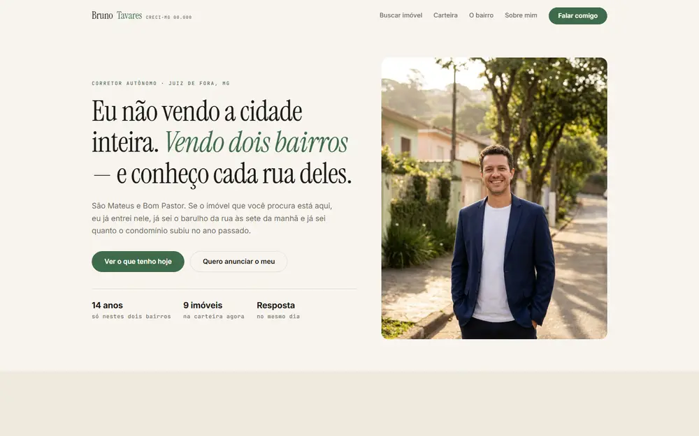 Site de corretor de imóveis autônomo com busca por perfil