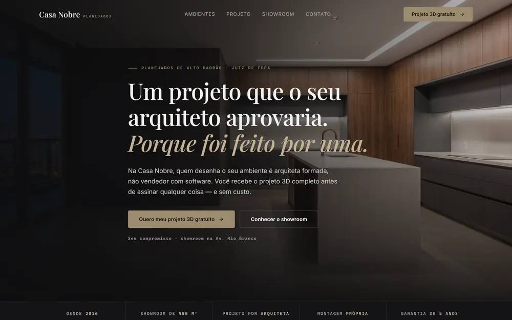 Site de loja de planejados de alto padrão