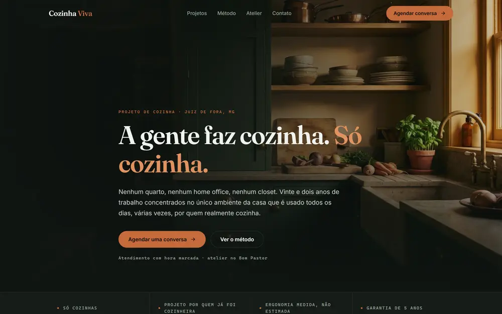 Site de atelier especializado em cozinha