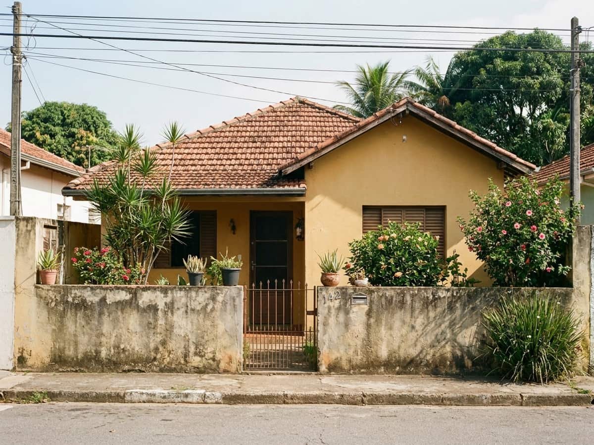 Fachada de casa térrea com jardim no bairro Bom Pastor